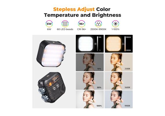 K&F CONCEPT Iluminador LED RGB - Preto