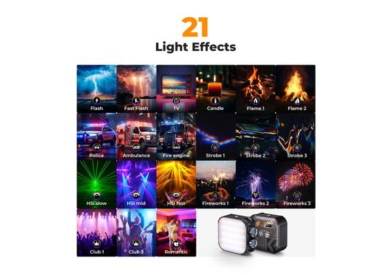 K&F CONCEPT Iluminador LED RGB - Preto