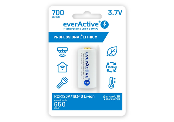 EVERACTIVE Pilha 16340 Recarregável Micro USB 3.7V