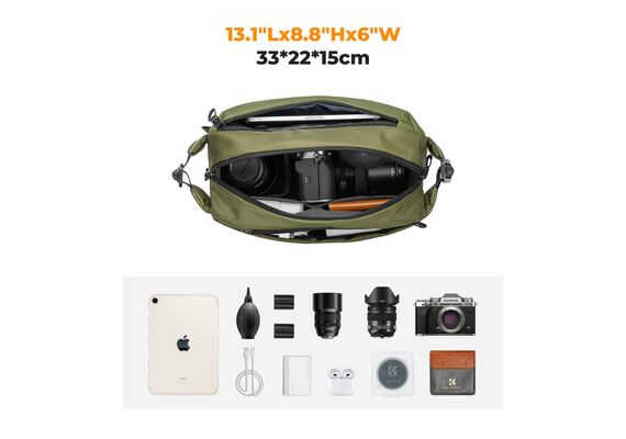 K&F CONCEPT  Bolsa de Ombro Alpha Camera Sling Bag KF13.157V2 10L - Verde