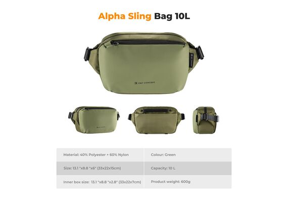 K&F CONCEPT  Bolsa de Ombro Alpha Camera Sling Bag KF13.157V2 10L - Verde