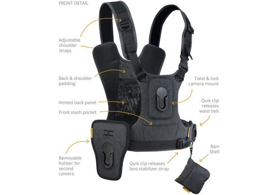 COTTON CARRIER Arnês de Torso com Suporte para 1 Cameras e 1 Binóculos CCS G3 - Cinza