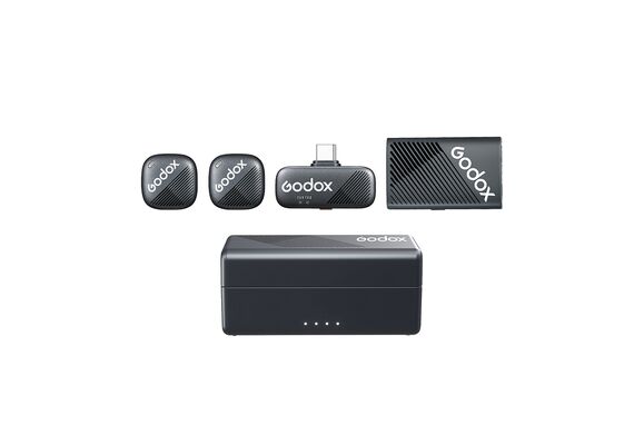 GODOX Microfone de Lapela Wireless Cube-C - Kit USB-C + Lightning + TRS
