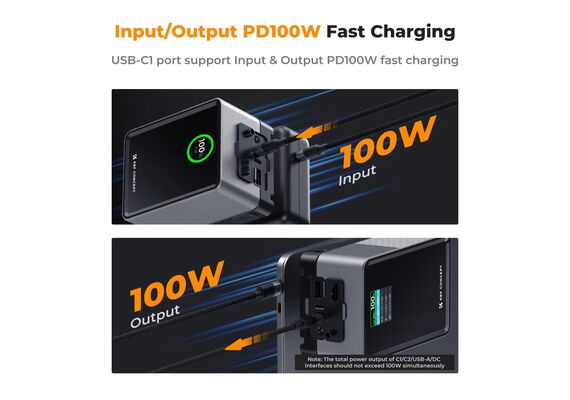 K&F CONCEPT Bateria V-Mount USB-C Fast Charging PD100W 99Wh