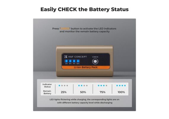 K&F CONCEPT Bateria  NP-F970 com USB-C PD 20W 10500mAh