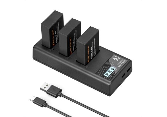 K&F CONCEPT Kit 3 Baterias LP-E17 1250mAh com Carregador triplo