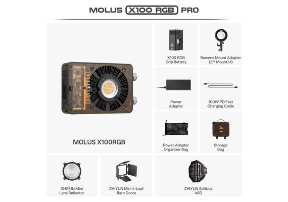 ZHIYUN Iluminador LED RGB MOLUS X100 - Pro