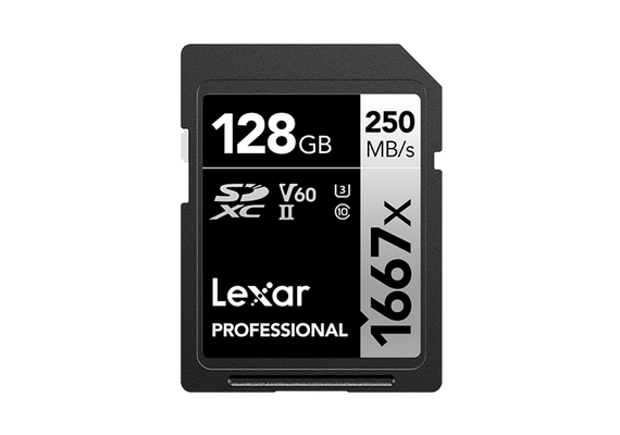 LEXAR Professional SDXC Pro 1667x 250MB/s Classe 10 V60 U3 UHS-II 4K - 128GB