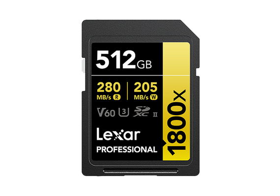 LEXAR Professional GOLD Series SDXC 1800x 280MB/s Classe 10 U3 UHS-II - 512GB
