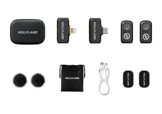 HOLLYLAND Lark A1 (2TX + 2RX [USB-C + Lightning]) - Duo Combo Preto