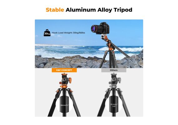 K&F CONCEPT Tripé de Vídeo K254A7 + Cabeça Fluida FH-03