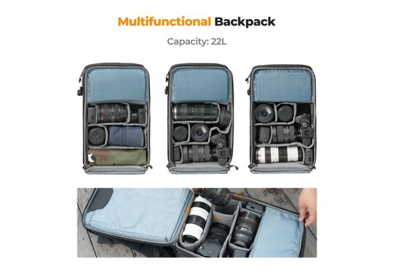 K&F CONCEPT Mochila Narute Wander 22L - Preto
