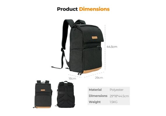 K&F CONCEPT Mochila Narute Wander 22L - Preto