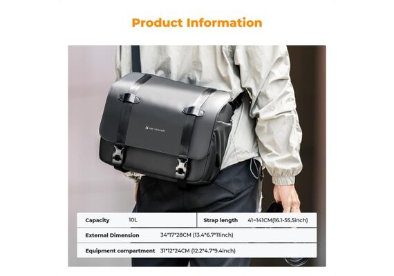 K&F CONCEPT Bolsa de Ombro Urban Wander 10L - Preto