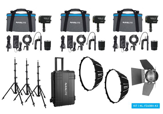 NANLITE Kit Triplo Iluminador LED Bi-Color FORZA 60B II