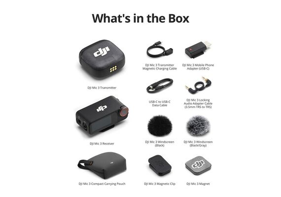 DJI MIC 3 Kit Single Lapela Wireless (1TX+1RX)
