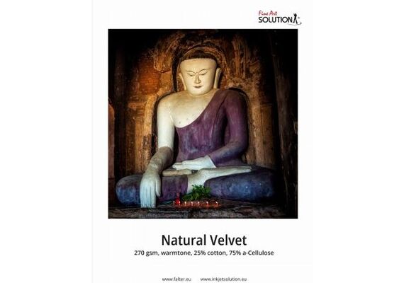 SOLUTION Papel para Impressoras a Jato de Tinta - Fine Art Natural Velvet A2 270g/m² - 25 Folhas