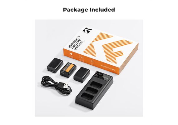 K&F CONCEPT Kit 3 Baterias NP-FW126 1300mAh com Carregador Triplo