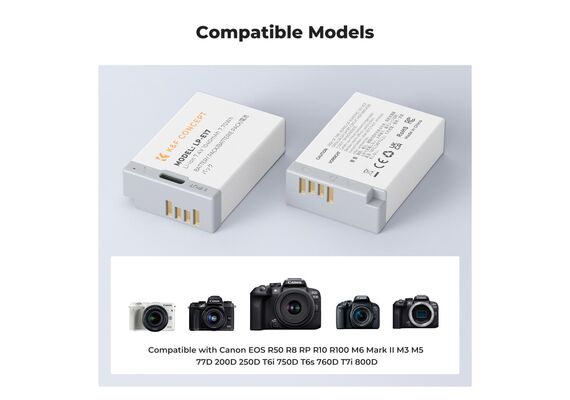 K&F CONCEPT Bateria com Carregamento USB-C LP-E17 1040mAh