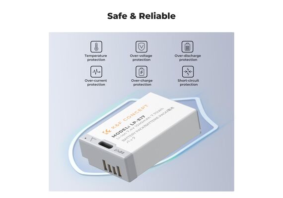 K&F CONCEPT Bateria com Carregamento USB-C LP-E17 1040mAh