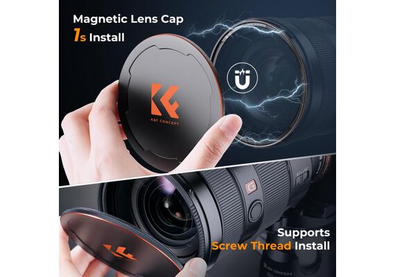 K&F CONCEPT Kit de Filtro Magnético CPL + Tampa de Proteção 82mm