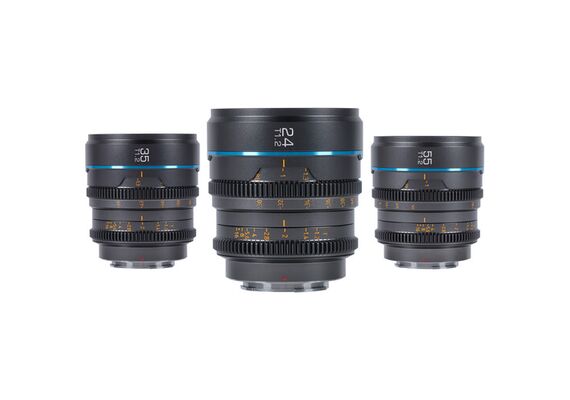 SIRUI Kit Nightwalker 24mm, 35mm, 55mm T1.2 S35 Fujifilm X - Cinza