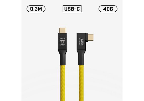COBRA UNION Cabo USB-C 90º 40G 8K 60Hz 0.3m - Yellow