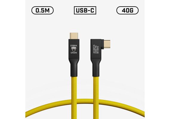 COBRA UNION Cabo USB-C 90º 40G 8K 60Hz 50cm - Yellow