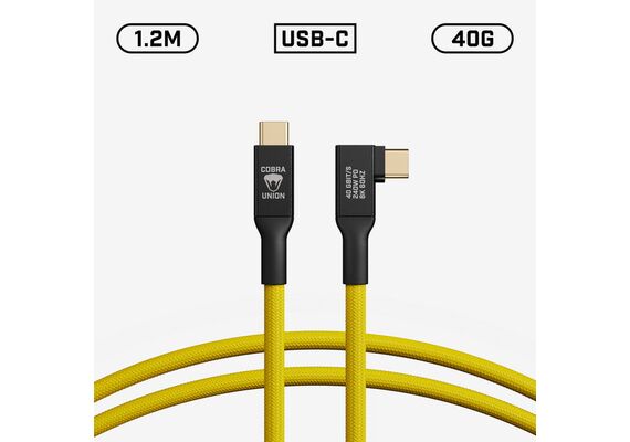 COBRA UNION Cabo USB-C 90º 40G 8K 60Hz 120cm - Yellow
