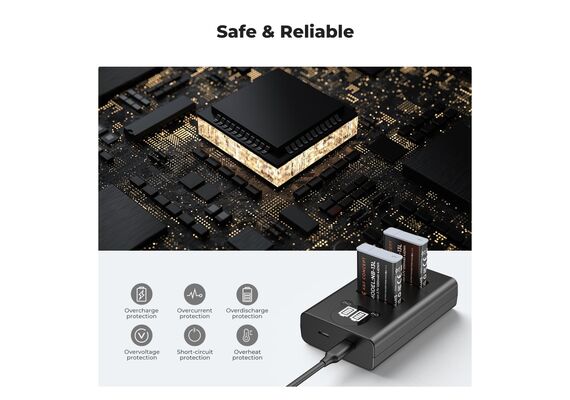 K&F CONCEPT Kit Carregador Duplo + 2 Baterias NB-13L 1250mAh
