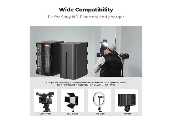 K&F CONCEPT Kit Carregador Duplo + 2 Baterias NP-F970 6600mAh
