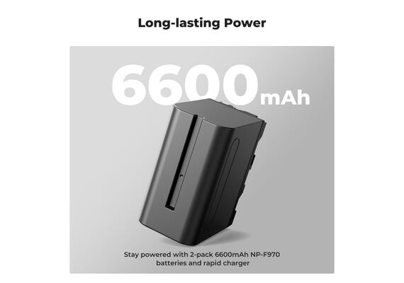 K&F CONCEPT Kit Carregador Duplo + 2 Baterias NP-F970 6600mAh