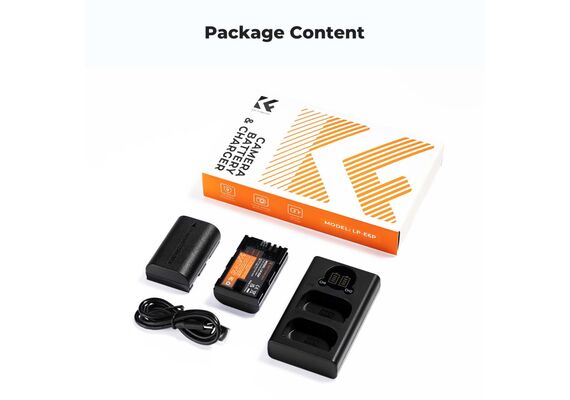 K&F CONCEPT Kit Carregador Duplo + 2 Baterias LP-E6P 2400mAhK&F CONCEPT Kit Carregador Duplo + 2 Baterias LP-E6P 2400mAh