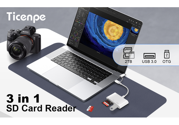TICENPE Leitor de cartões SD, MicroSD, SDHC, SDXC, microSDHC para Lightning  e USB-C