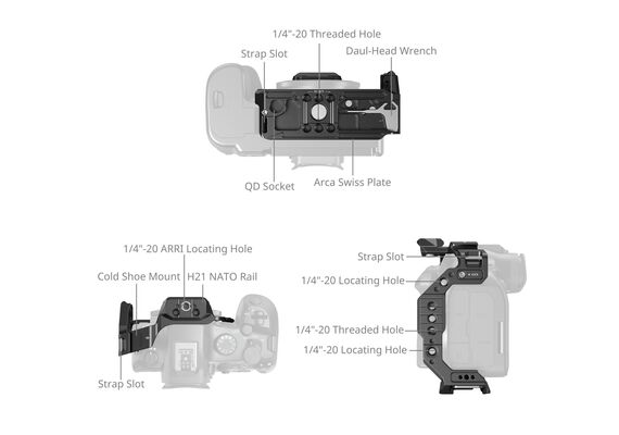 SMALLRIG 5953 HawkLock Quick Release Half Cage para Canon EOS R6 Mark III / R6 Mark II / R5 Mark II