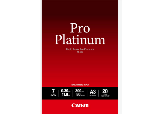CANON Papel para Impressora Jato de Tinta Fine Art Glossy Pro Platinum PT-101 A3 - 20 Folhas