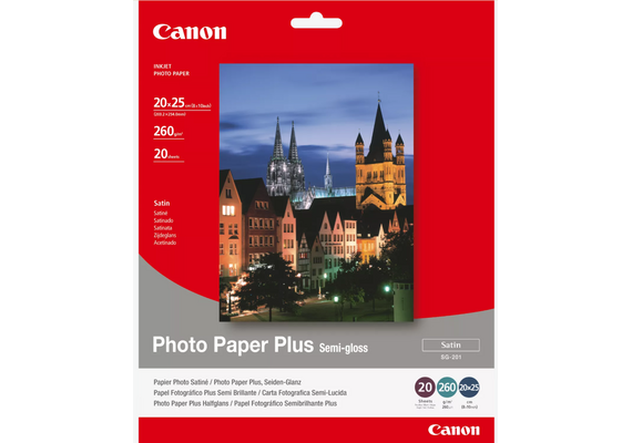CANON Papel para Impressora Jato de Tinta Semi Brilhante SG-201 25x30cm - 20 folhas