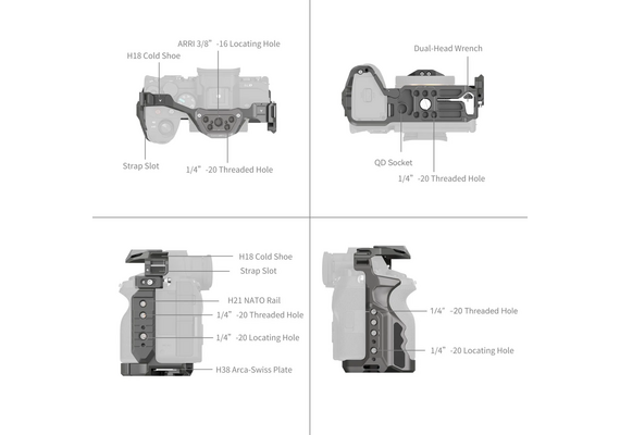 SMALLRIG 4538 Kit de Cage + Punho Superior HawkLock para Sony Alpha 7R V / Alpha 7 IV / Alpha 7S III