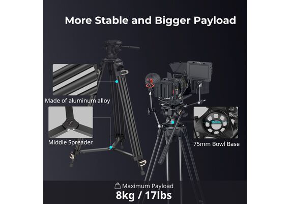 SMALLRIG 3751B Tripé de Vídeo AD-01 com Cabeça Fluída
