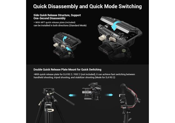 SMALLRIG 3751B Tripé de Vídeo AD-01 com Cabeça Fluída