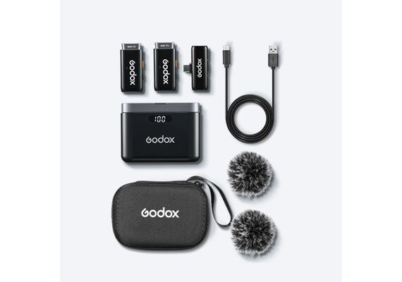 GODOX Microfone de Lapela Wireless WES USB-C (2TX+1RX)