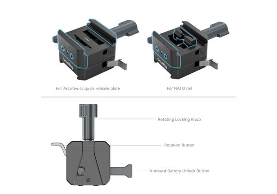 SMALLRIG 5690 Placa de Montagem Bateria V-Mount para Arca-Swiss/Trilho NATO
SMALLRIG 5690 Placa de Montagem Bateria V-Mount para Arca-Swiss/Trilho NATO