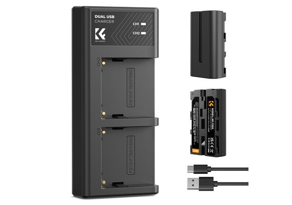 K&F CONCEPT KF28.0046 Kit Carregador Duplo USB-C + 2 Baterias NP-F550
