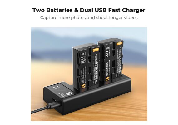 K&F CONCEPT KF28.0046 Kit Carregador Duplo USB-C + 2 Baterias NP-F550