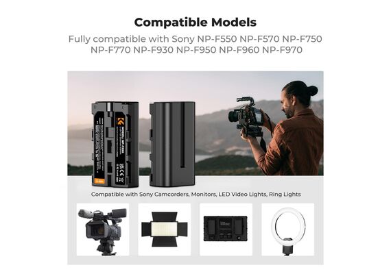 K&F CONCEPT KF28.0046 Kit Carregador Duplo USB-C + 2 Baterias NP-F550