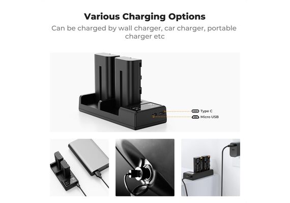 K&F CONCEPT KF28.0046 Kit Carregador Duplo USB-C + 2 Baterias NP-F550