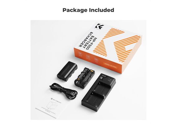 K&F CONCEPT KF28.0046 Kit Carregador Duplo USB-C + 2 Baterias NP-F550