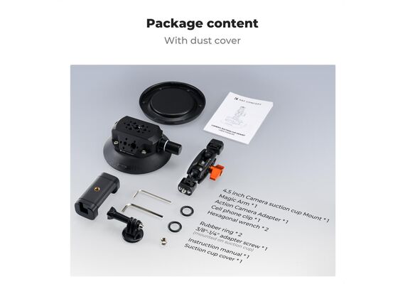 K&F CONCEPT Braço mágico com Ventosa para Action Cams