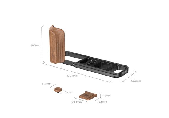 SMALLRIG 5985 L-Bracket com Punho de Madeira para Fujifilm X-E5 - Rosewood/Preto