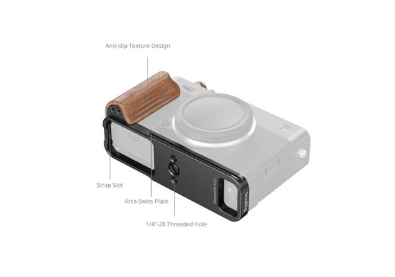 SMALLRIG 5985 L-Bracket com Punho de Madeira para Fujifilm X-E5 - Rosewood/Preto
